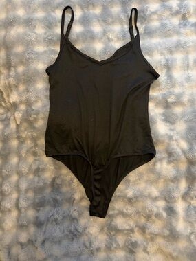 Derek Heart Black One-Piece Bodysuit with Adjustable Straps